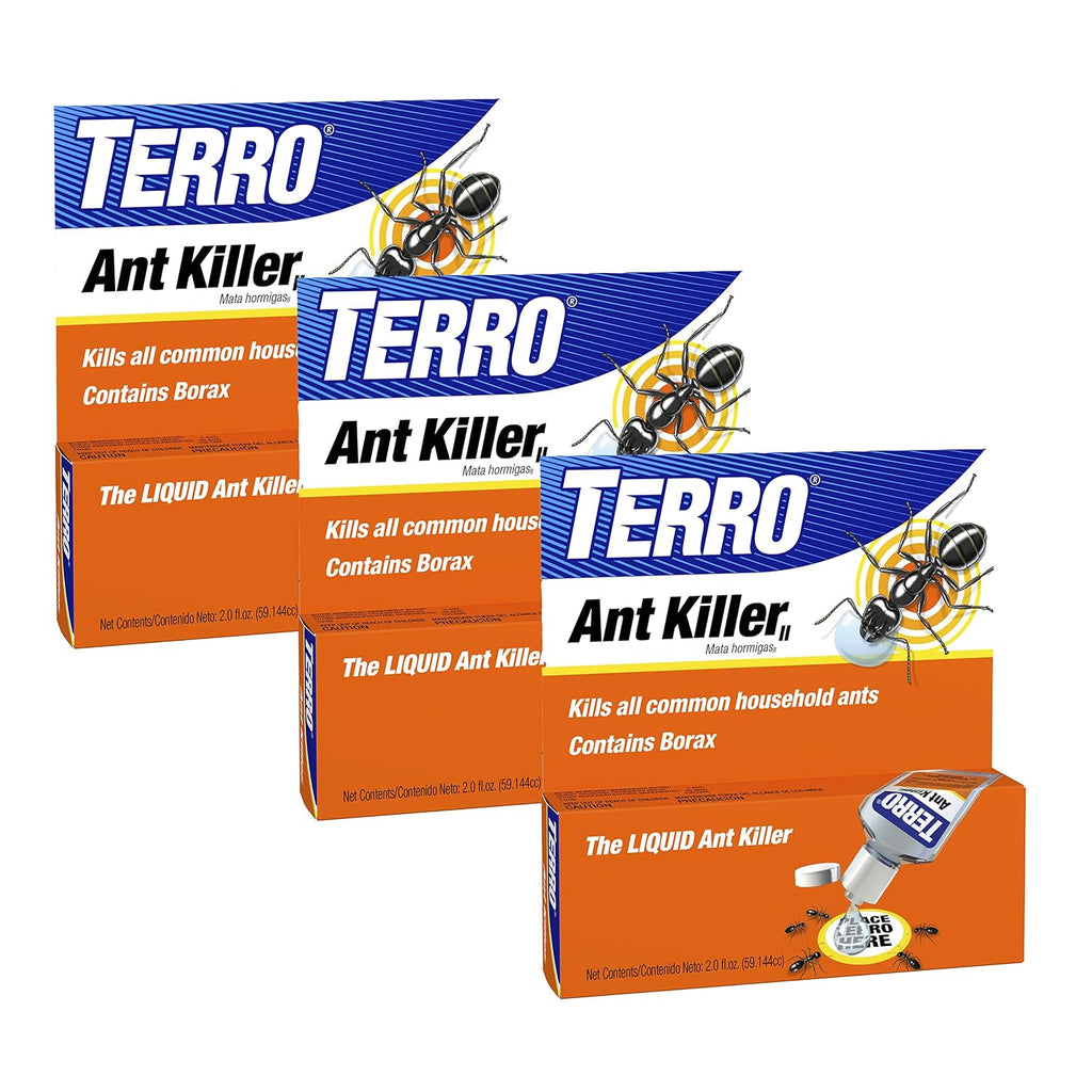 Liquid Ant Killer 3-Pack Indoor Ant Baits with Borax - Kills Common Household Ants Including Ghost, Sugar, and Black