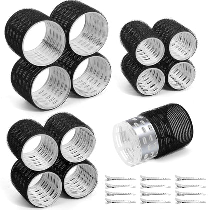 Thermal Hair Rollers Set, 24-Piece Self-Grip Rollers with Clips | 63mm, 48mm & 36mm Jumbo, Medium & Small Rollers for