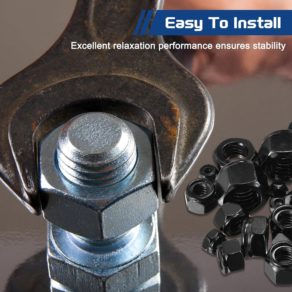 25Pcs #10-24 Nylon Locking Hex Nuts 304 StainlessSteel Black