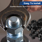 Kozelo 100Pcs #8-32 Nylon Locking Hex Nuts 304 StainlessSteel Black
