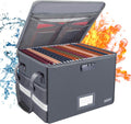 File Box with Lock, Fireproof Document Box with Zipper Lid, Collapsible File Organizer Storage Filing Cabinet with