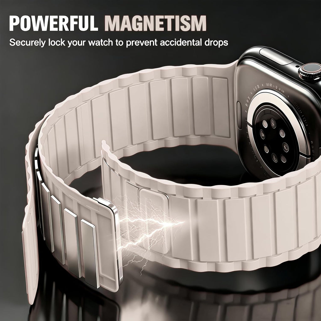 Magnetic Sport Band Compatible with Apple Watch Bands for Women Men 40mm 38mm 41mm 42mm 44mm 45mm 46mm 49mm,Silicone