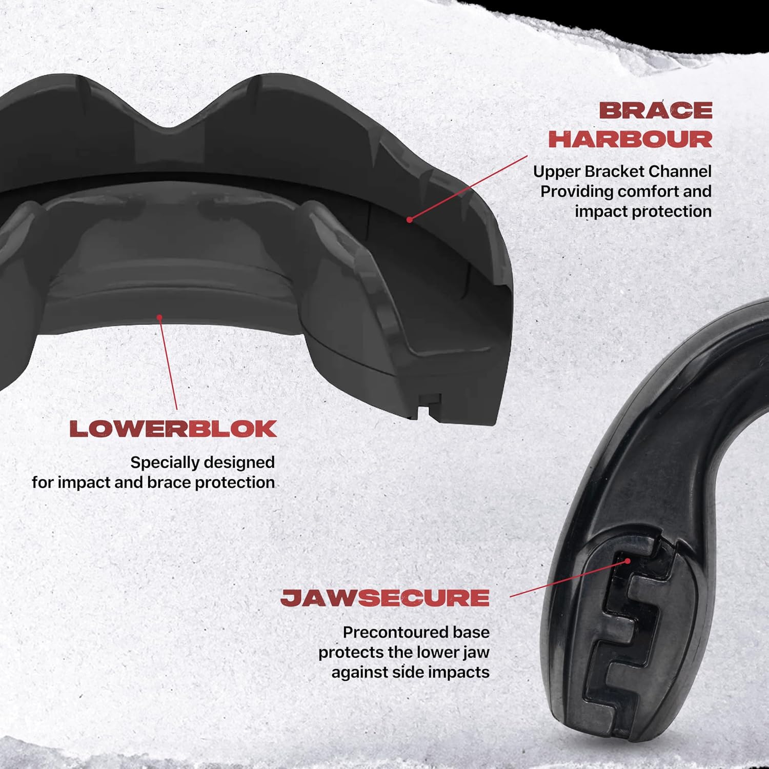 Black Mouth Guard for Braces, One Size Mouthguard with Case | One Size, Ortho Mouthguard, Easy Fit Remoldable