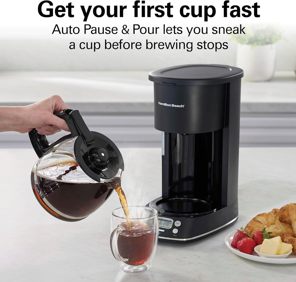 12 Cup Programmable Drip Hot & Iced Coffee Maker | Borosilicate Glass Carafe | 4-Hour Auto Shutoff | Auto-Pause &
