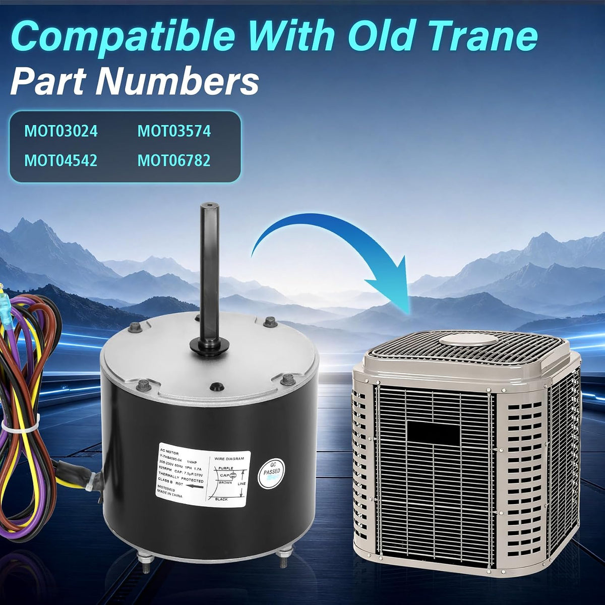 MOT03419 Condenser Fan Motor Replaces for Trane and American Standard