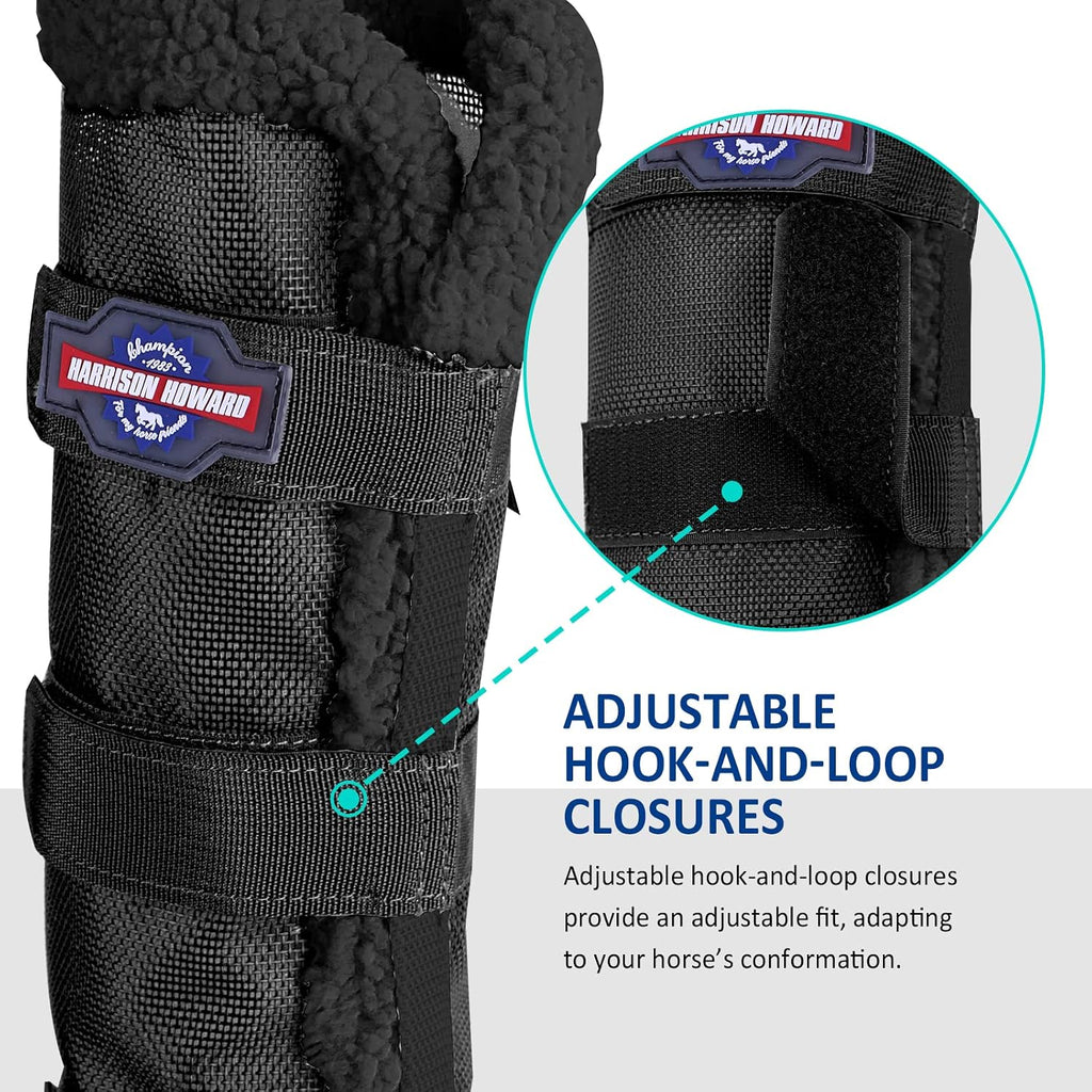 Horse Fly Boots with Fleece Trim Long-Lasting Breathable Cool Mesh Adjustable Closure