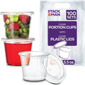 [100 Sets - 5.5 oz.] Plastic Clear Portion Cups, Snack / Yogurt /Parfait/ Pudding / Souffle /Dessert Cups, Disposable
