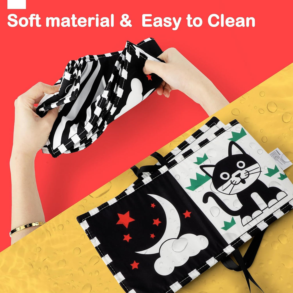 Black and White Baby Toy, Tummy Time High Contrast Newborn Toys 0-3 Months, Soft Baby Book, Visual Stimulation