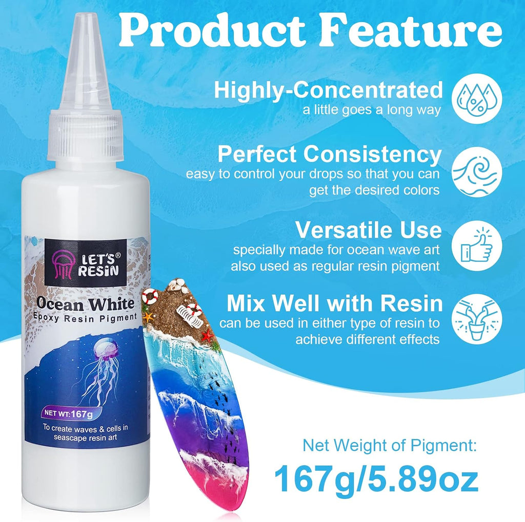 Ocean White Epoxy Resin Pigment 167g/5.89oz for Epoxy Resin | High Concentrated Pigment Paste for UV Resin, UV
