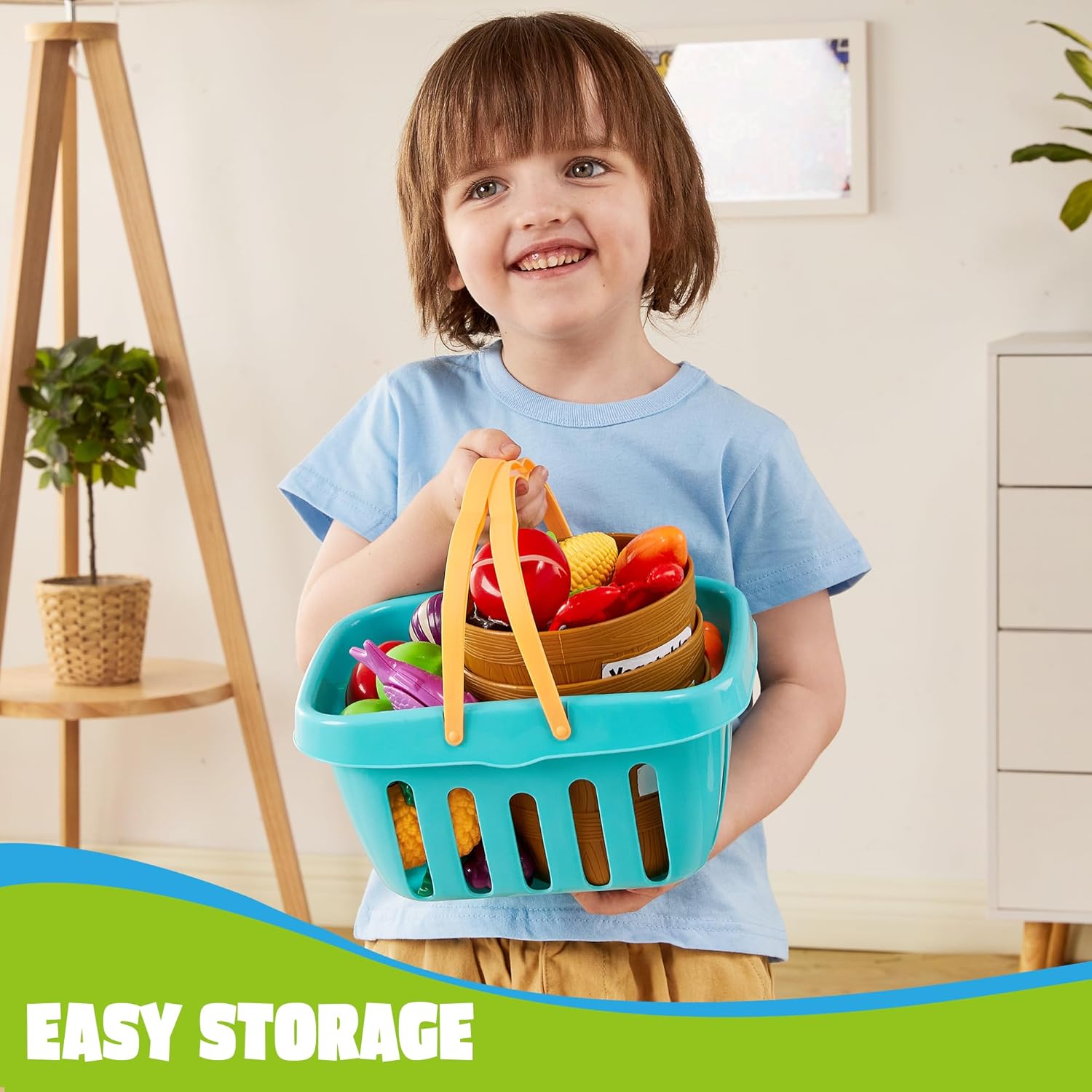 Learning Toys Play Food Set for Toddlers, Cutting Food for Preschool Activities, Play Kitchen Accessories