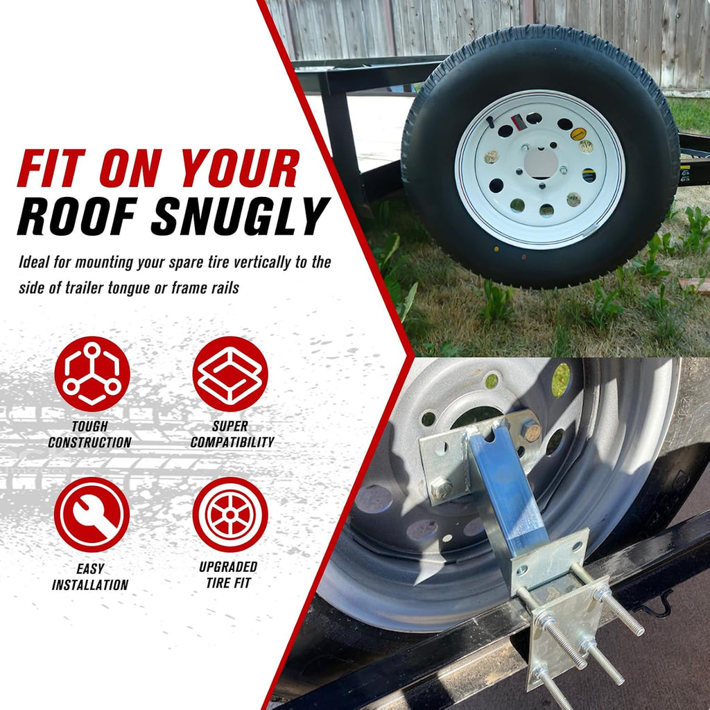 Trailer Spare Tire Mount,120LBS Spare Tire Carrier for Trailer,Utility Trailer and Boat, Tire Holder Bracket Fits 4 &