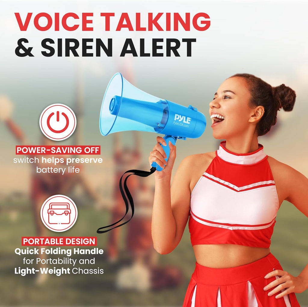 40W Megaphone Bullhorn Speaker, Rechargeable Battery with Siren, LED Lights, Adjustable Volume, and 1000+ Yard