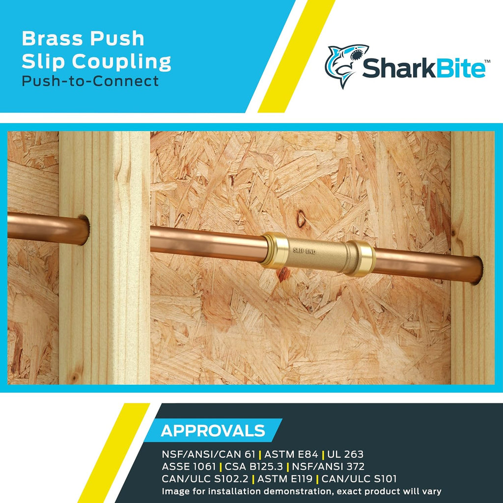 1-1/4 x 1-1/4 in Slip Coupling, Push-to-Connect Brass Plumbing Fitting, UXL0635