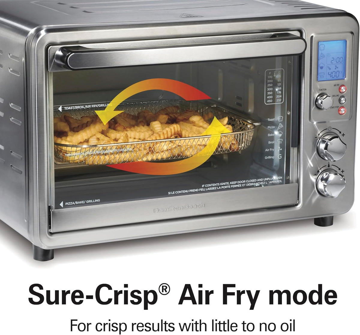 6-in-1 Air Fryer Toaster Oven Combo & Electric Indoor Grill | 450⁰F Searing Temp | Air Fry, Bake, Broil, Toast &