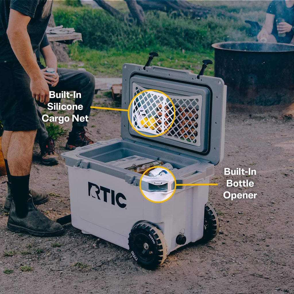 52 QT Ultra-Light Wheeled Hard Cooler | Insulated, Ice Chest Box, Beach, Drink, Beverage, Camping, Picnic, Fishing