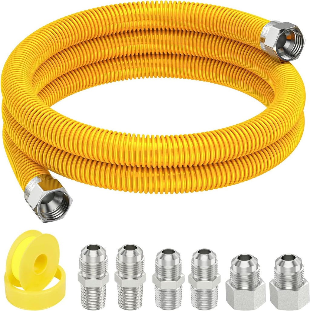 48" Gas Dryer Connector Kit, 5/8" OD 1/2" ID for Dryers Stove Water Heater