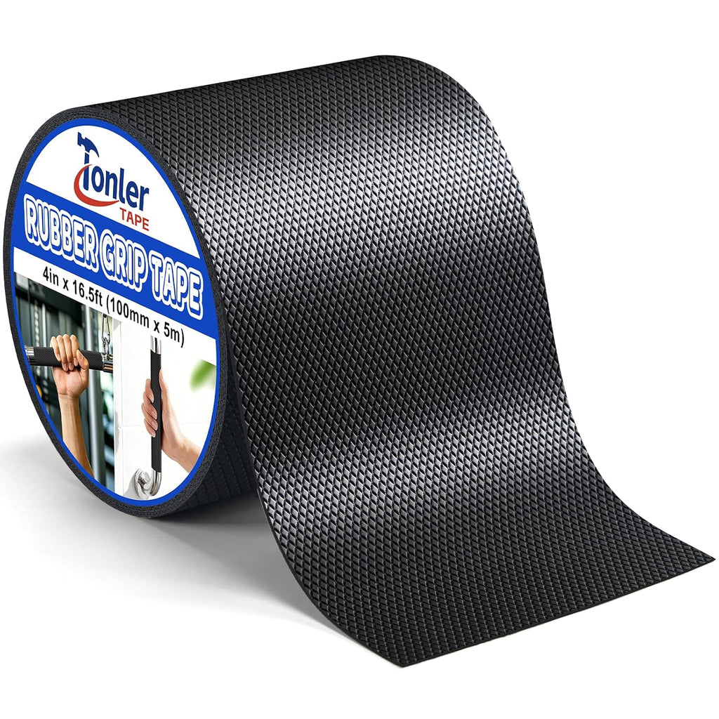 Black Anti-Slip Rubber Grip Tape 4" x 16.5FT High Adhesive Waterproof