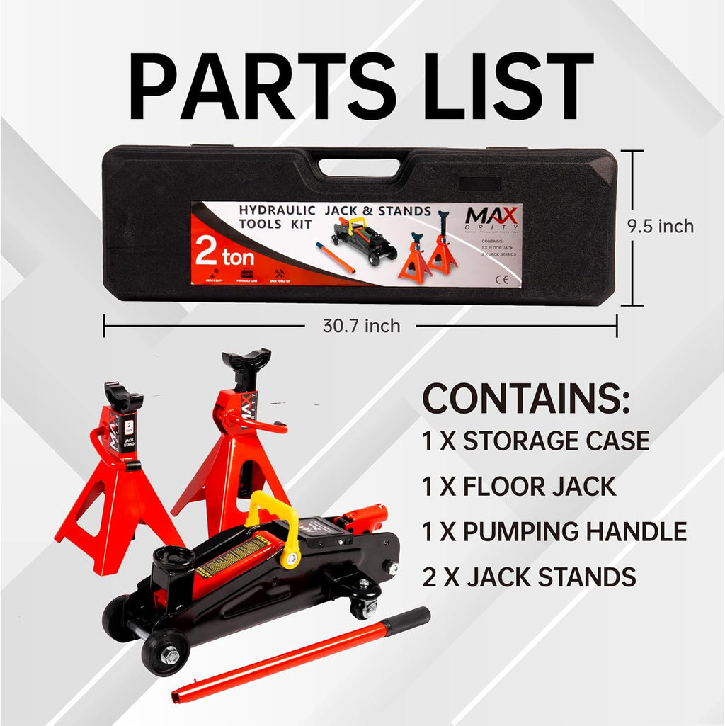 2-Ton (4400 lbs) Hydraulic Low Profile Trolley Garage Service/Floor Jack with Blow Mold Carrying Storage Case and 1