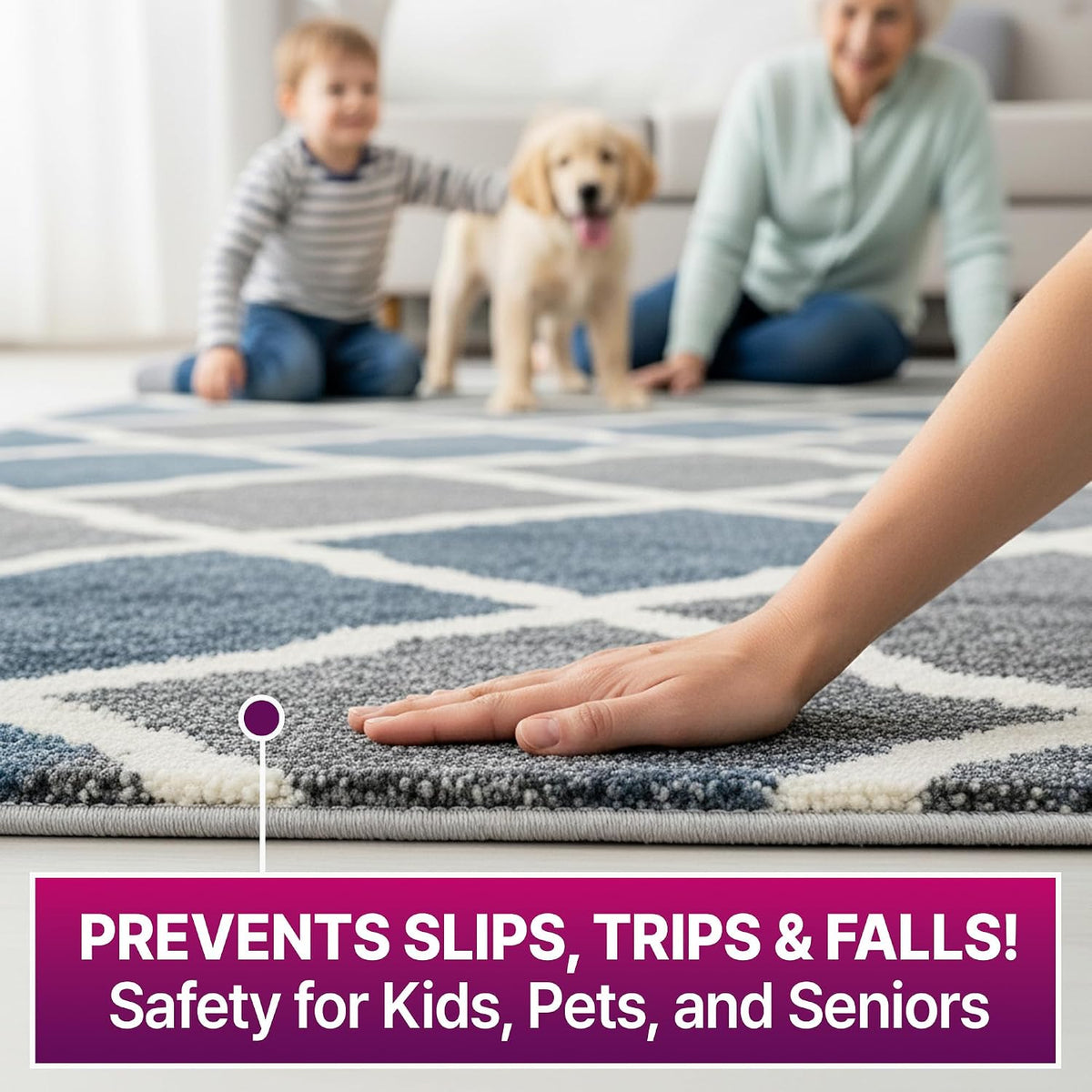 Stair Rug Grip Tape, Double Sided Non Slip Carpet Tape 20 Yards