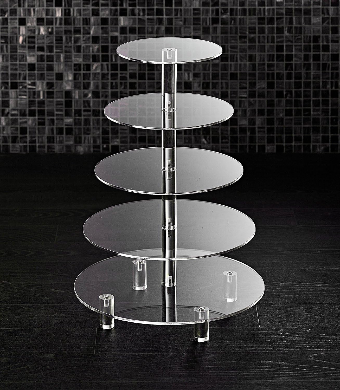 5 Tier Acrylic Cupcake Stand, Extra Thick 5mm Base, Multi Tiered Cake Stand