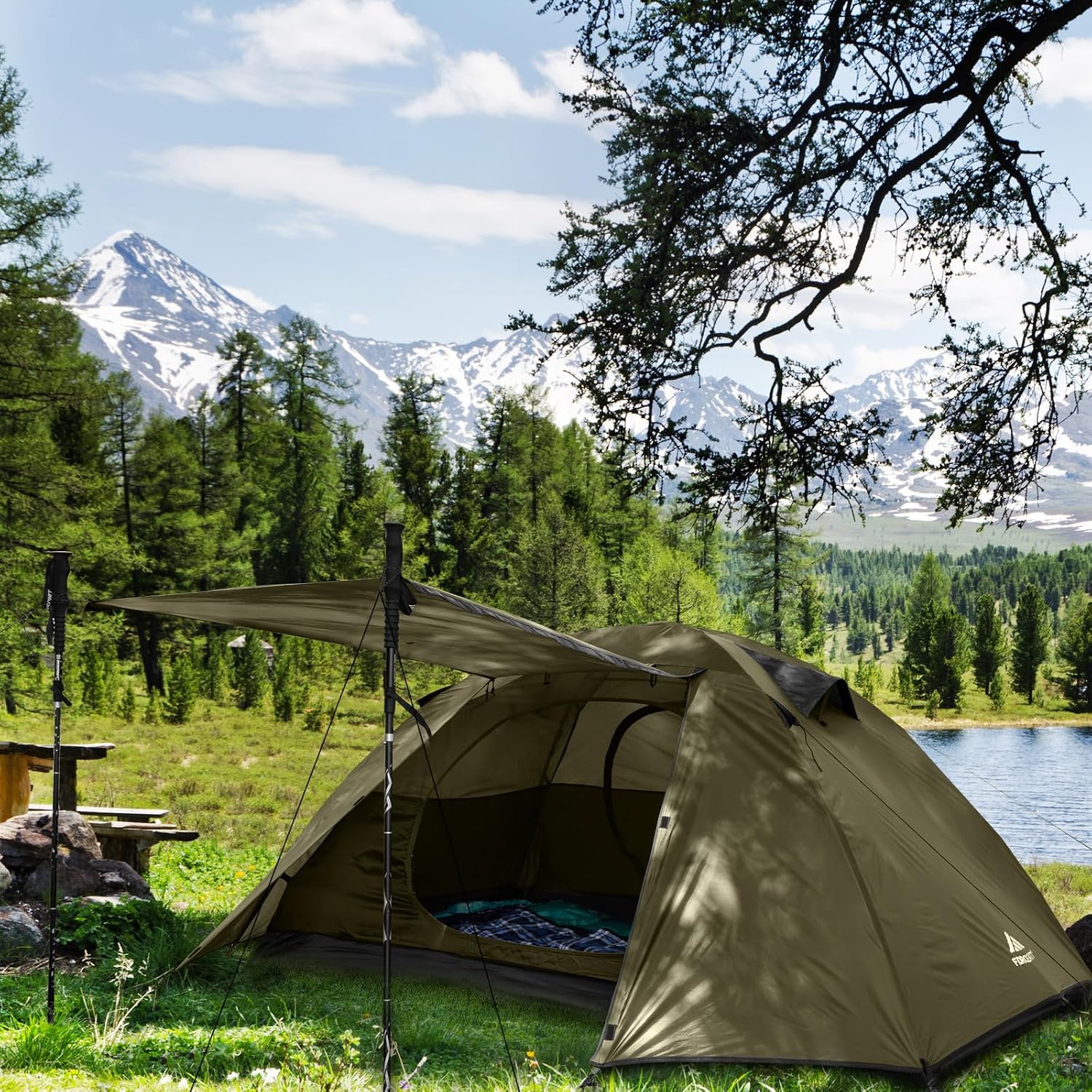 Camping Tent 2/3/4 Person, Professional Waterproof & Windproof Lightweight Backpacking Tent Suitable for