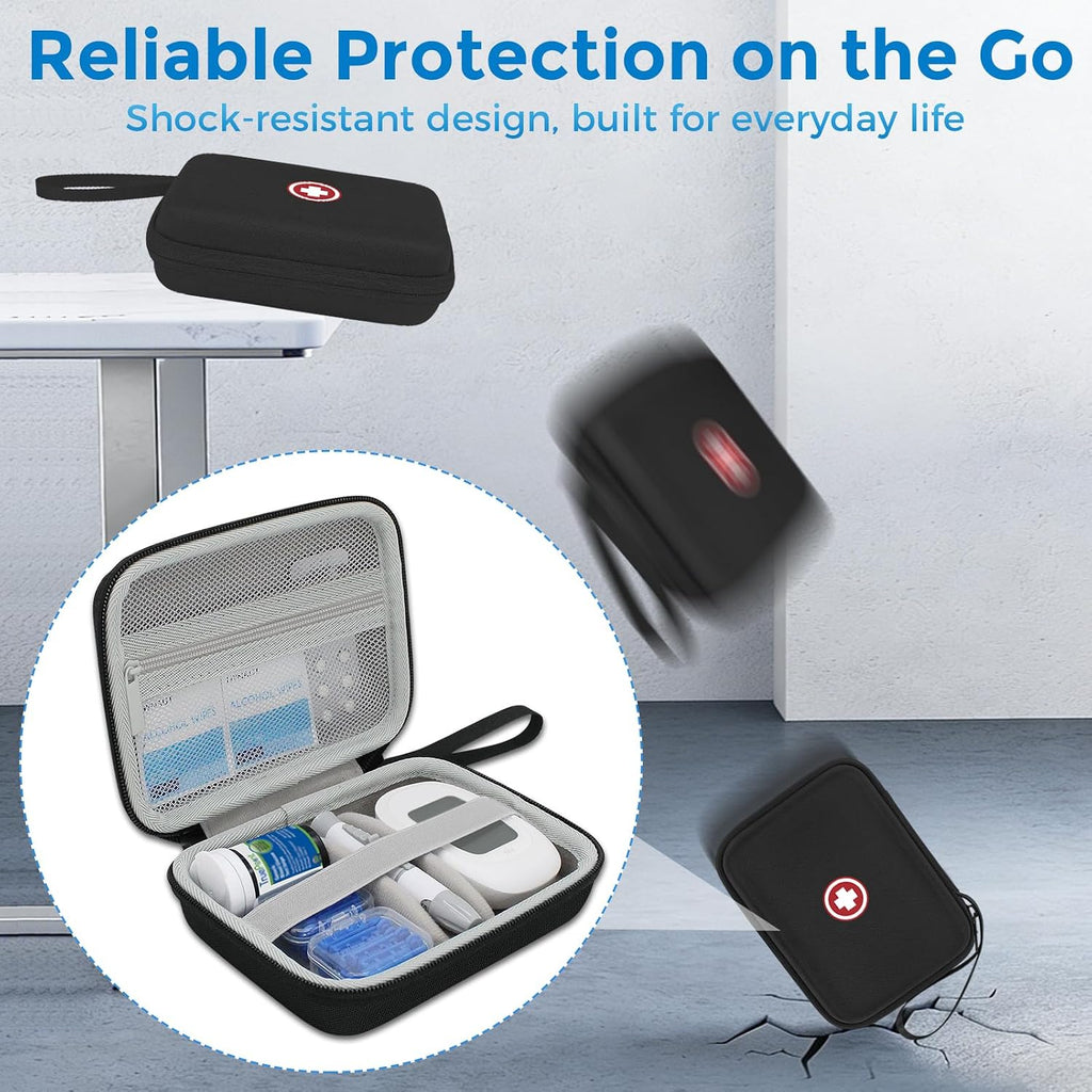 Diabetic Supplies Travel Case, Carrying Case Organizer for Diabetes Testing Kit, Blood Glucose Monitor Kit with