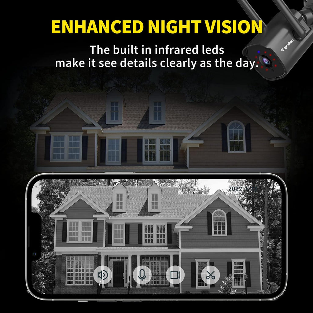 2K Home Security Cameras 4 Pack, 2.4G Wired WiFi Security Camera Outdoor with Night Vision, Two-Way Audio, IP66