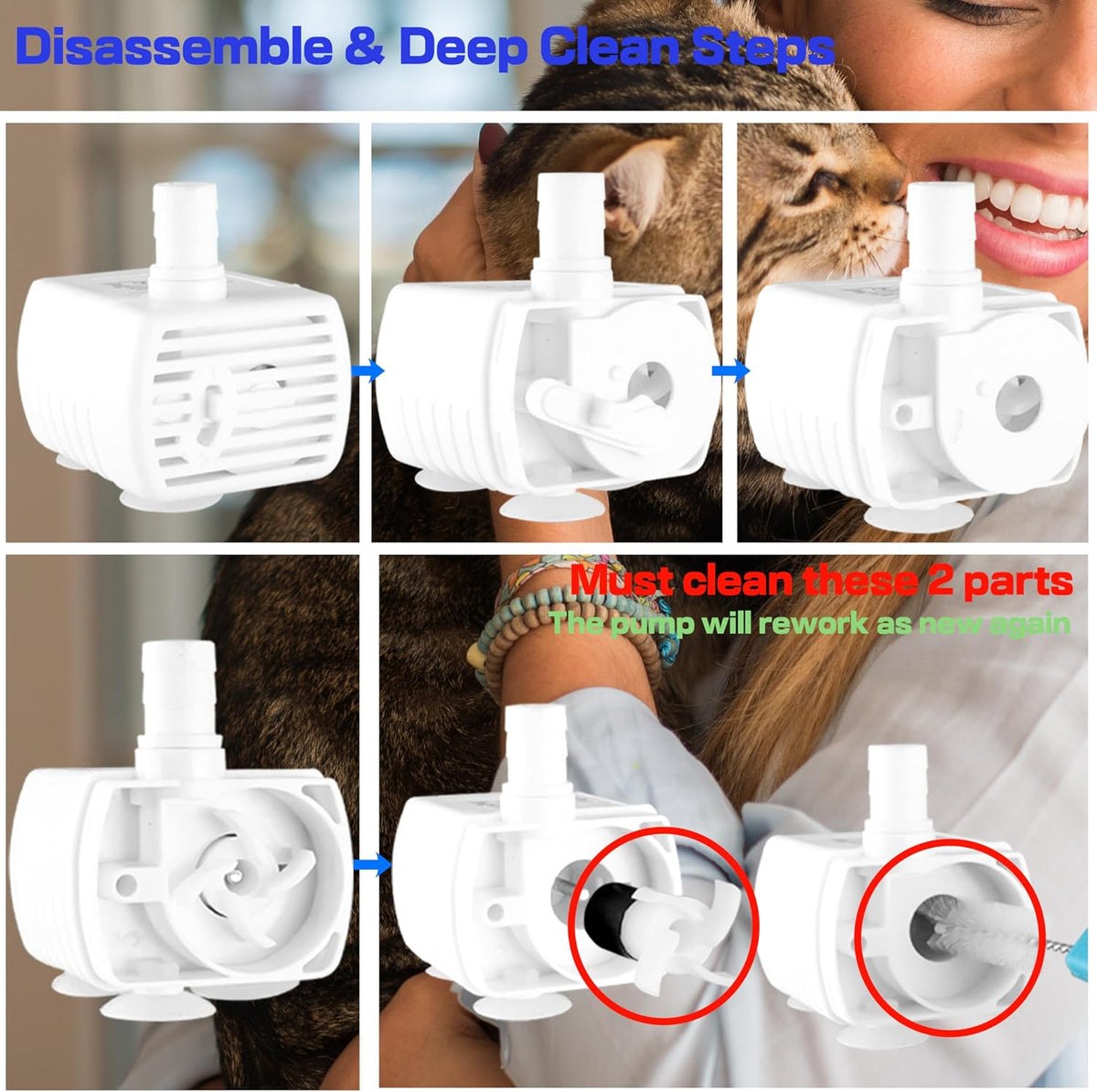 Cat Water Fountain, Stainless Steel Pet Water Fountain for Cats Inside, 3 Filters&Ultra-Quiet Pump, 2.2L/73oz