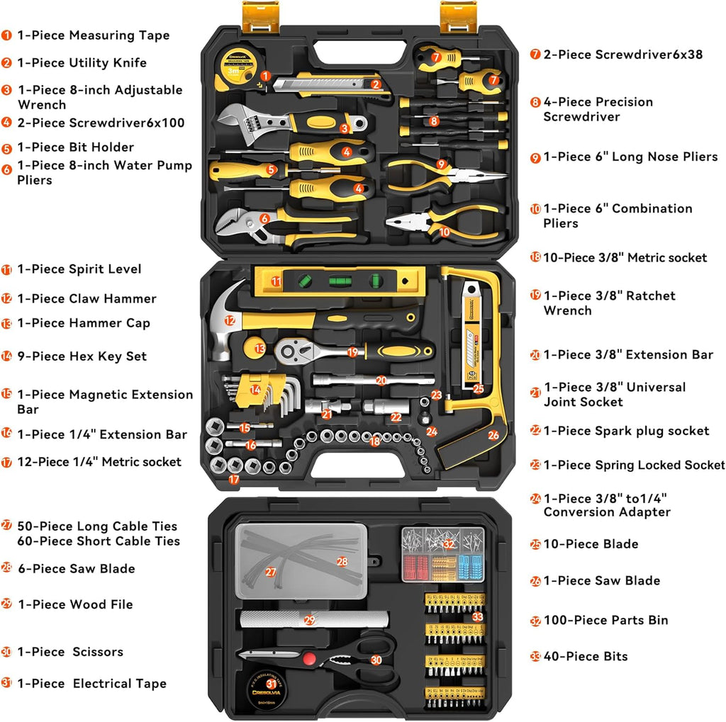 328 Piece Tool Kit for Home,Hand Repair Tool Set,Toolbox Storage Case with Drawer,General Household/Auto Tool