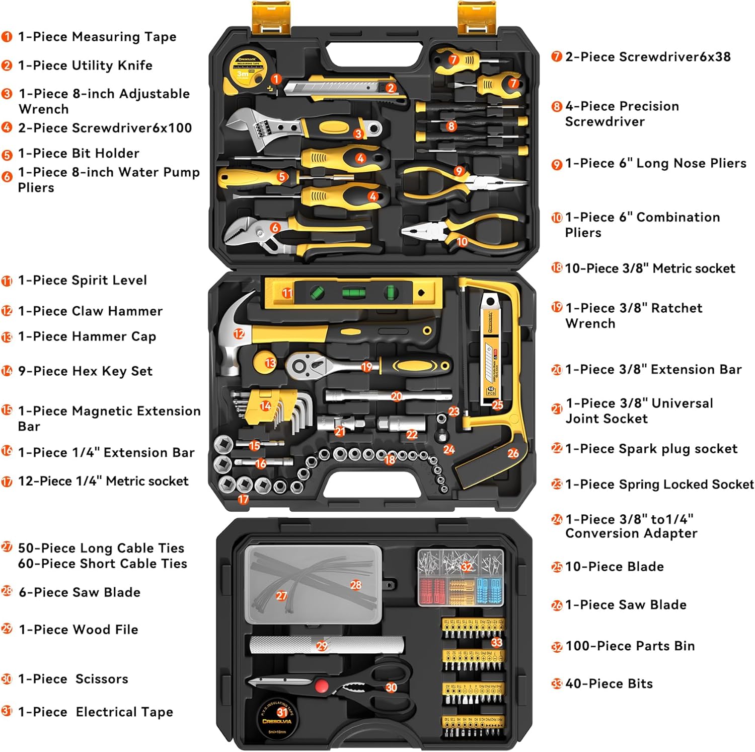 328 Piece Tool Kit for Home,Hand Repair Tool Set,Toolbox Storage Case with Drawer,General Household/Auto Tool