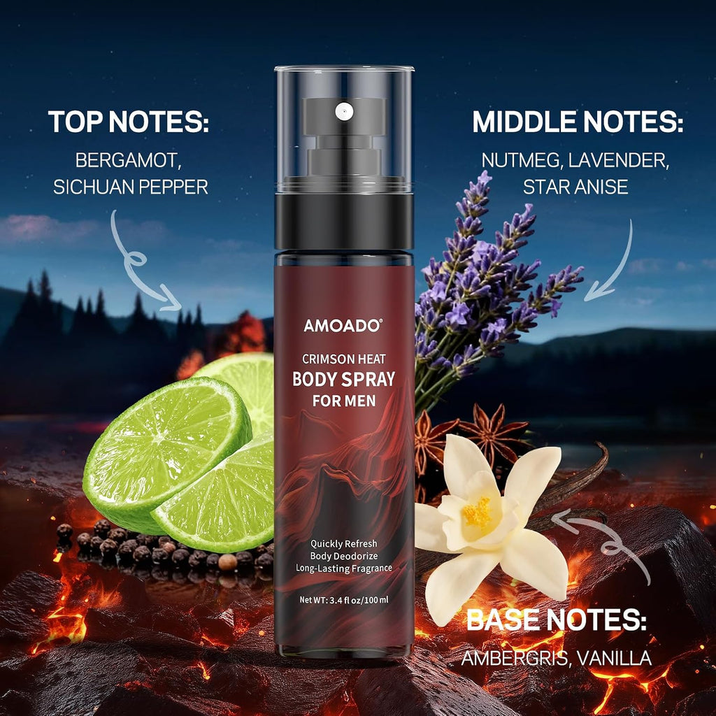 Men’s Body Spray Set – Body Spray for Men,Deodorizing Body Mist Refreshing Spray, Aluminum-Free Cologne for Him