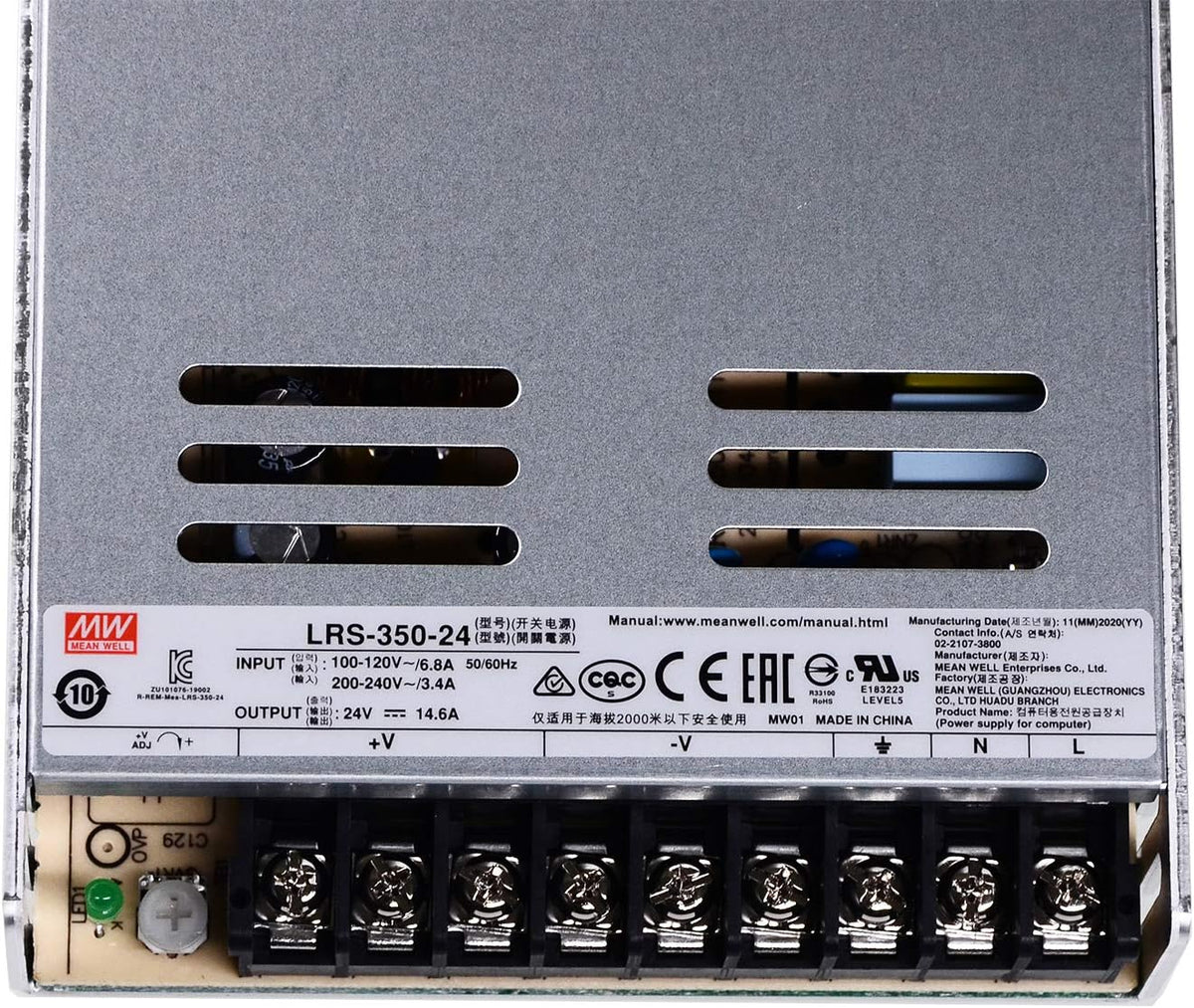 Mean Well LRS-350-24 DC Switching Power Supply, 24V 14.6A 350W