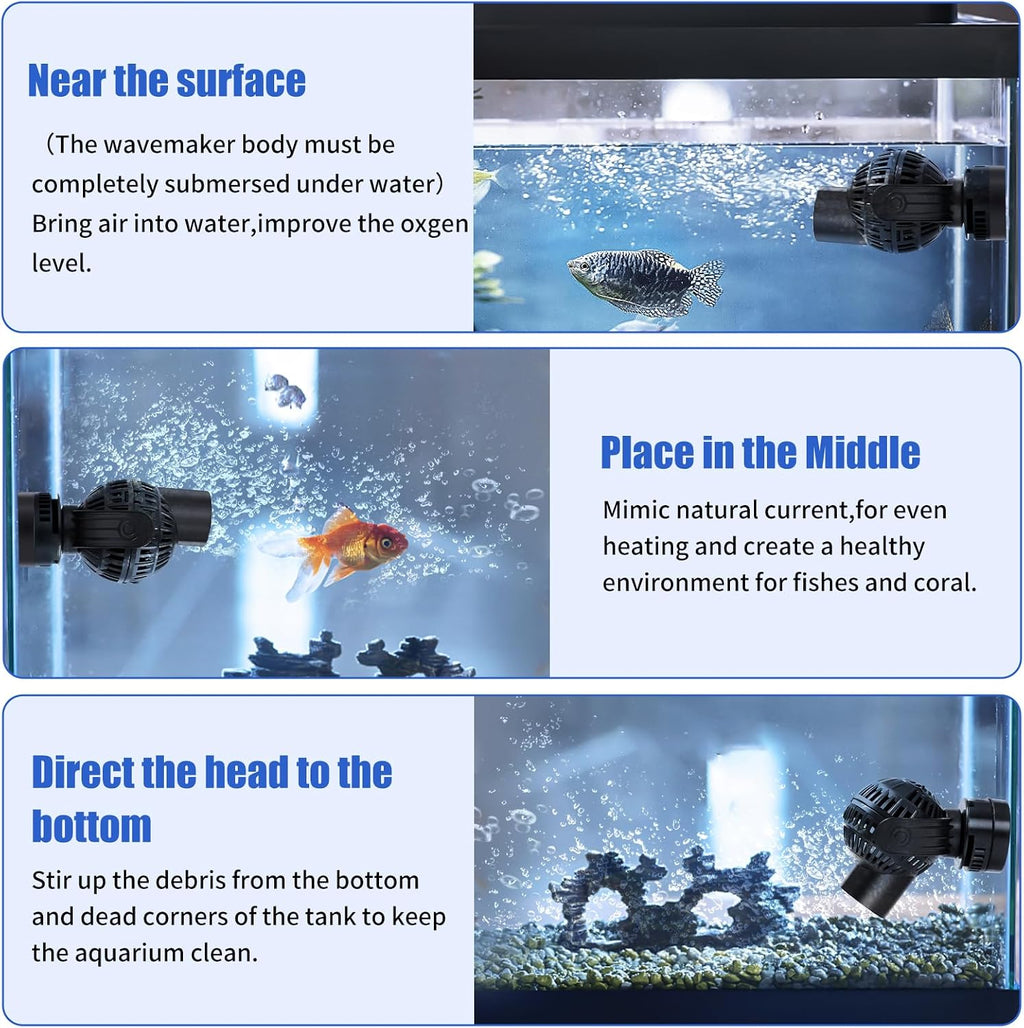 Aquarium Wavemaker Circulation Pump, 1600GPH Fish Tank Powerhead, Submersible Water Pump, Magnetic Base