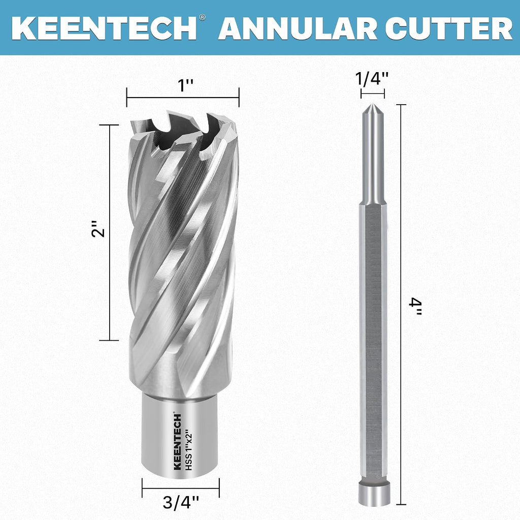 KEENTECH M2AL HSS Annular Cutter,1 Inch Diameter x 2 Inch Depth