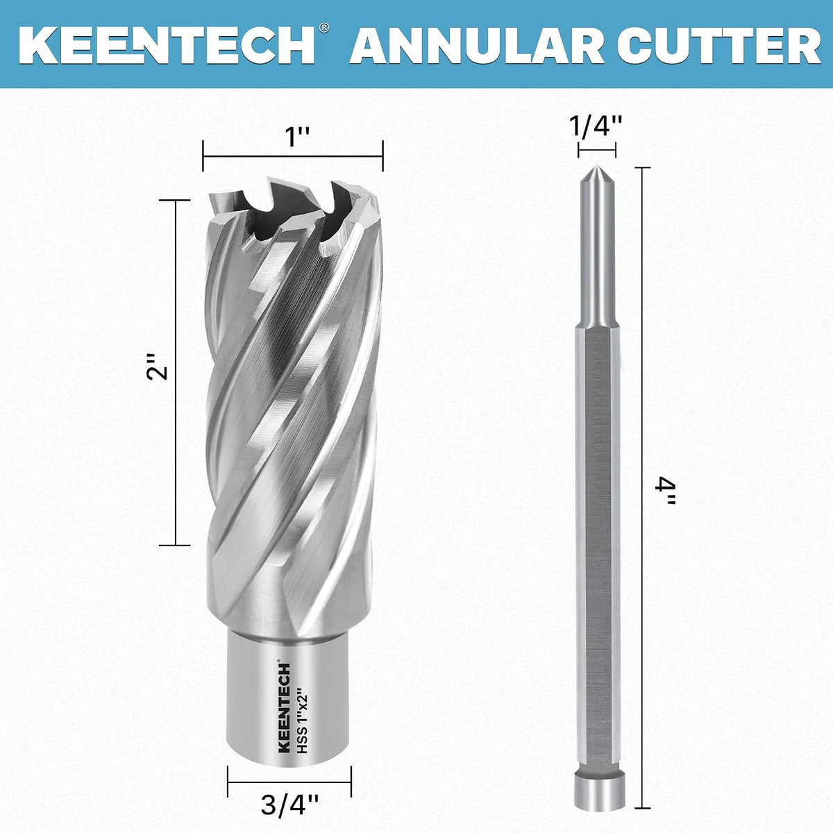 KEENTECH M2AL HSS Annular Cutter,1 Inch Diameter x 2 Inch Depth