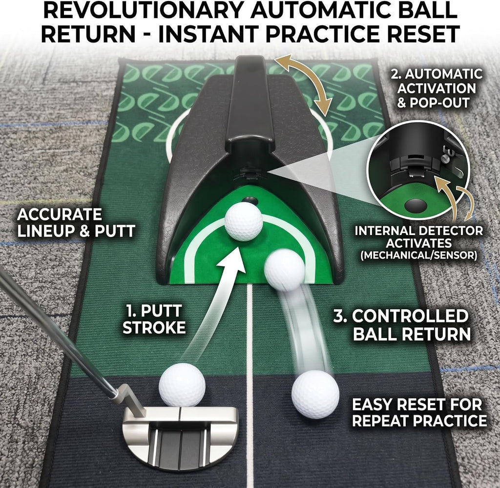 Golf Putting Green Indoor, Golf Putting mat (8.2ft) with Auto Ball Return