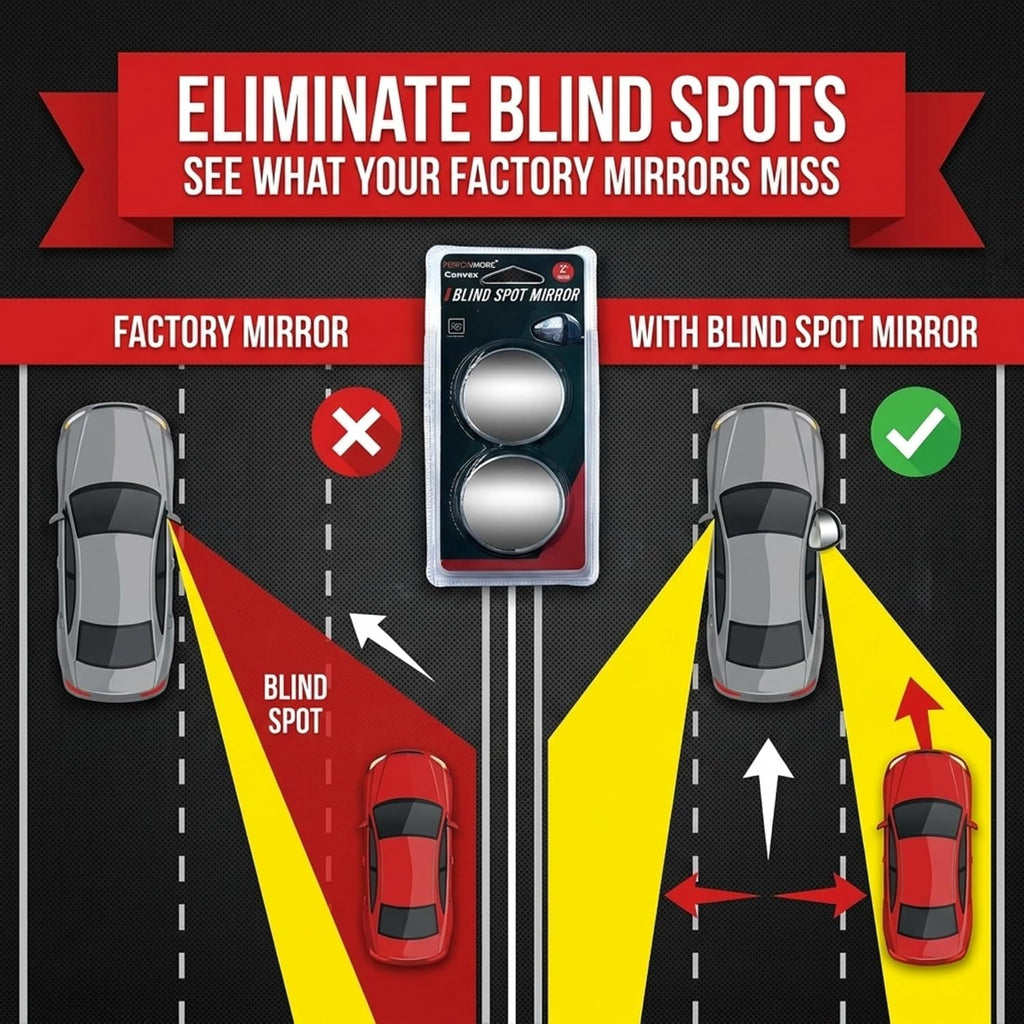 Blind Spot Mirror 2 Pack, 2 Inch Round HD Glass Convex Mirror for Car, Wide Angle Side Rearview, Waterproof 3M