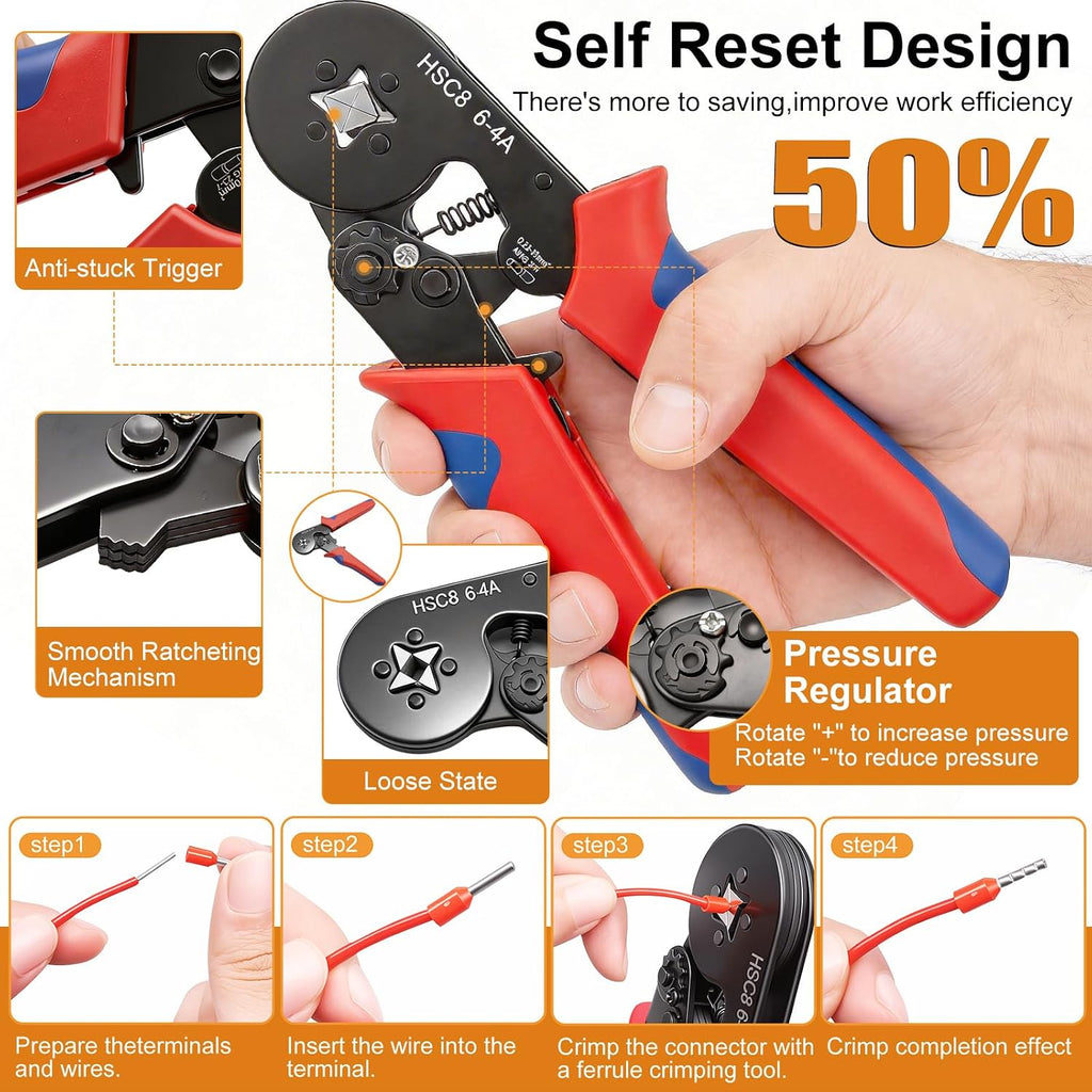 mankk 1500PCS Ferrule Crimping Tool Kit,Silver Plated Copper Crimp Terminal
