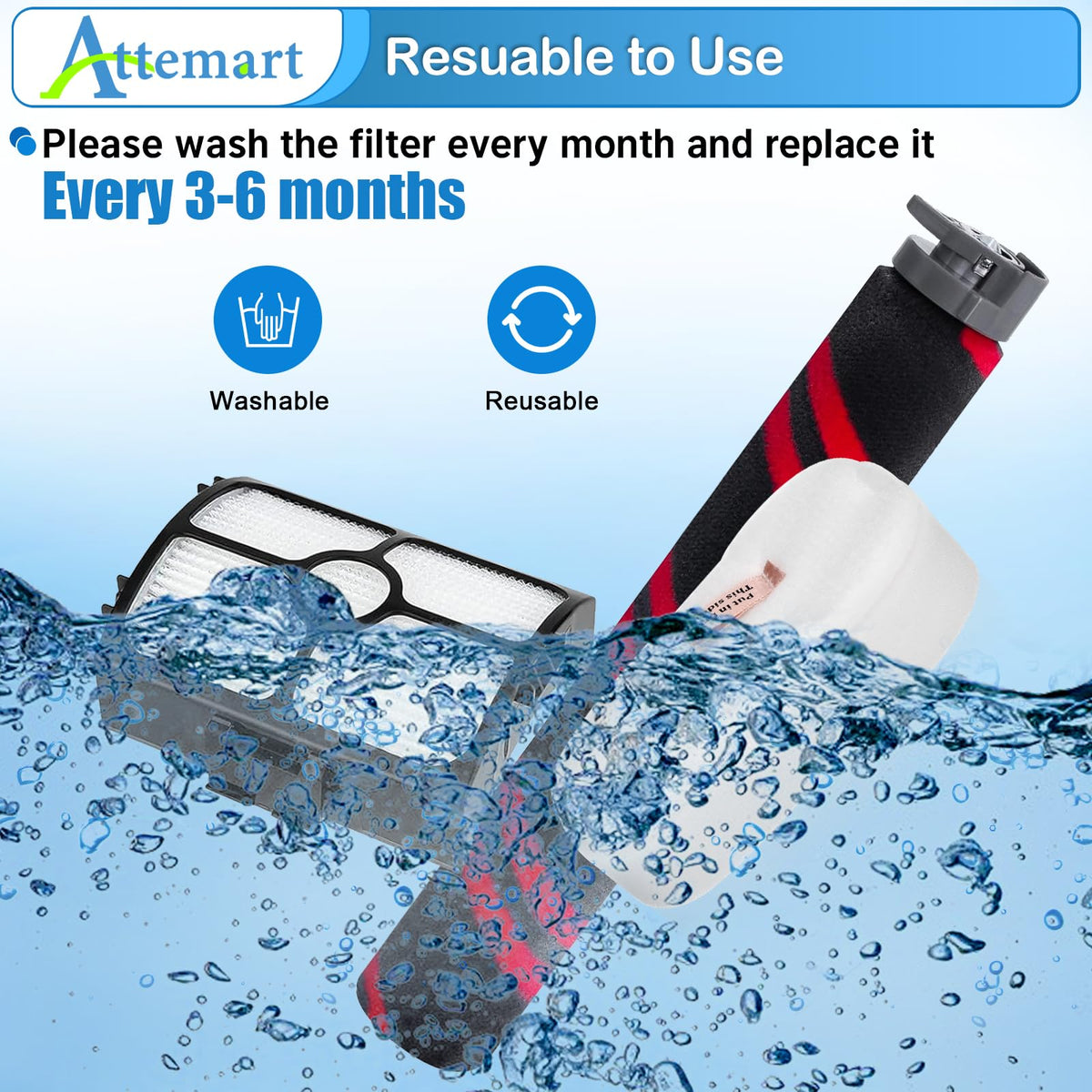 HZ3002 Brush Roller Filter Replacement for Shark Stratos