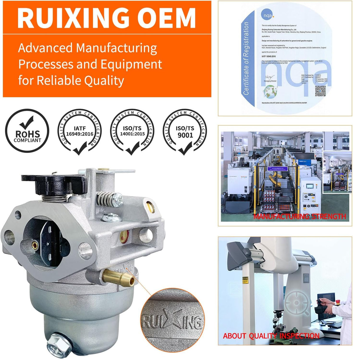Ruixing OEM GCV160 Manual Choke Carburetor for Honda GCV 160 GCV160A GCV160LA GCV160LE GCV160LA0 Engine HRT216 HRB216 HRR216 HRS216 HRZ216 Lawn Mower Pressure Washer 16100-Z0L-023 16100-ZM0-804