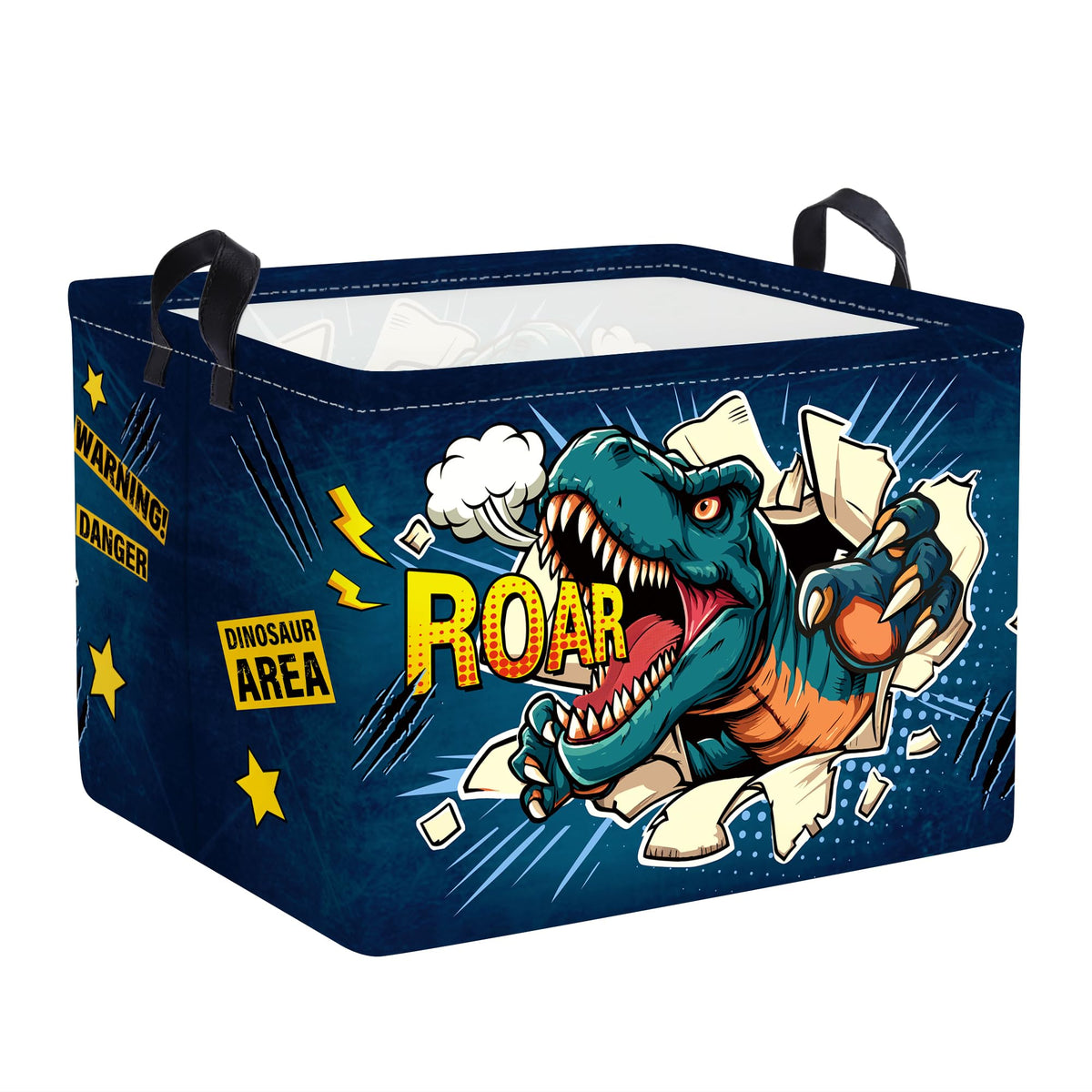 Large Dragon Kid Storage Basket Foldable Boy Laundry Hamper, 36L