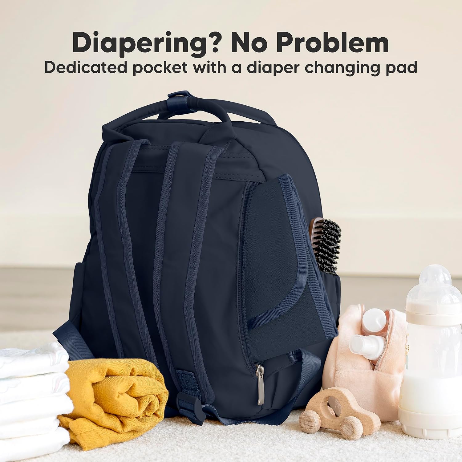 Diaper Bag Backpack - Small Multifunctional Travel Diaper Back Packs, Maternity Baby Changing Bags, 12L Capacity, PU