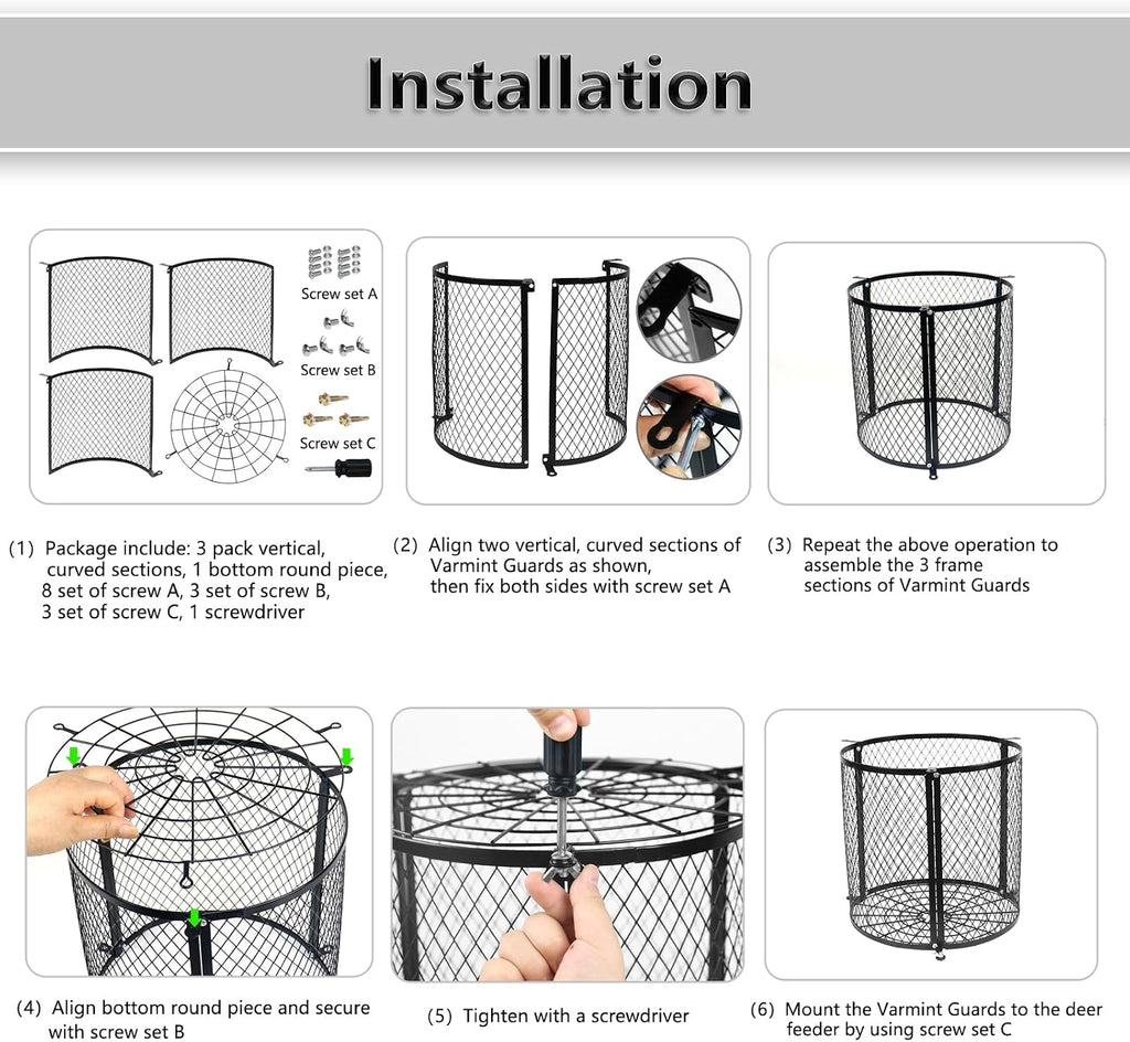 Deer Feeder Varmint Guard - Keep Wildlife Away from Your Feeder, 12.3” x 11.8” Varmint Cage for Feeder,Suit Varmint