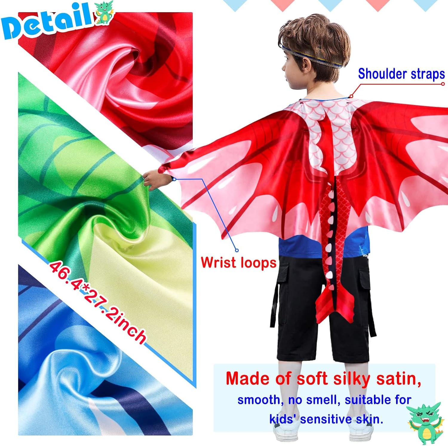 Dragon Wings Costume for Kids Dinosaur-Masks as Party Favors Toddler Dress-Up Clothes Dramatic Play Birthday Gifts