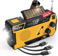 Hand Crank Emergency Radio 7400mWh (2000mAh) Solar Hand Crank Radio | Built in 3 Charging Cables AM/FM/NOAA Weather