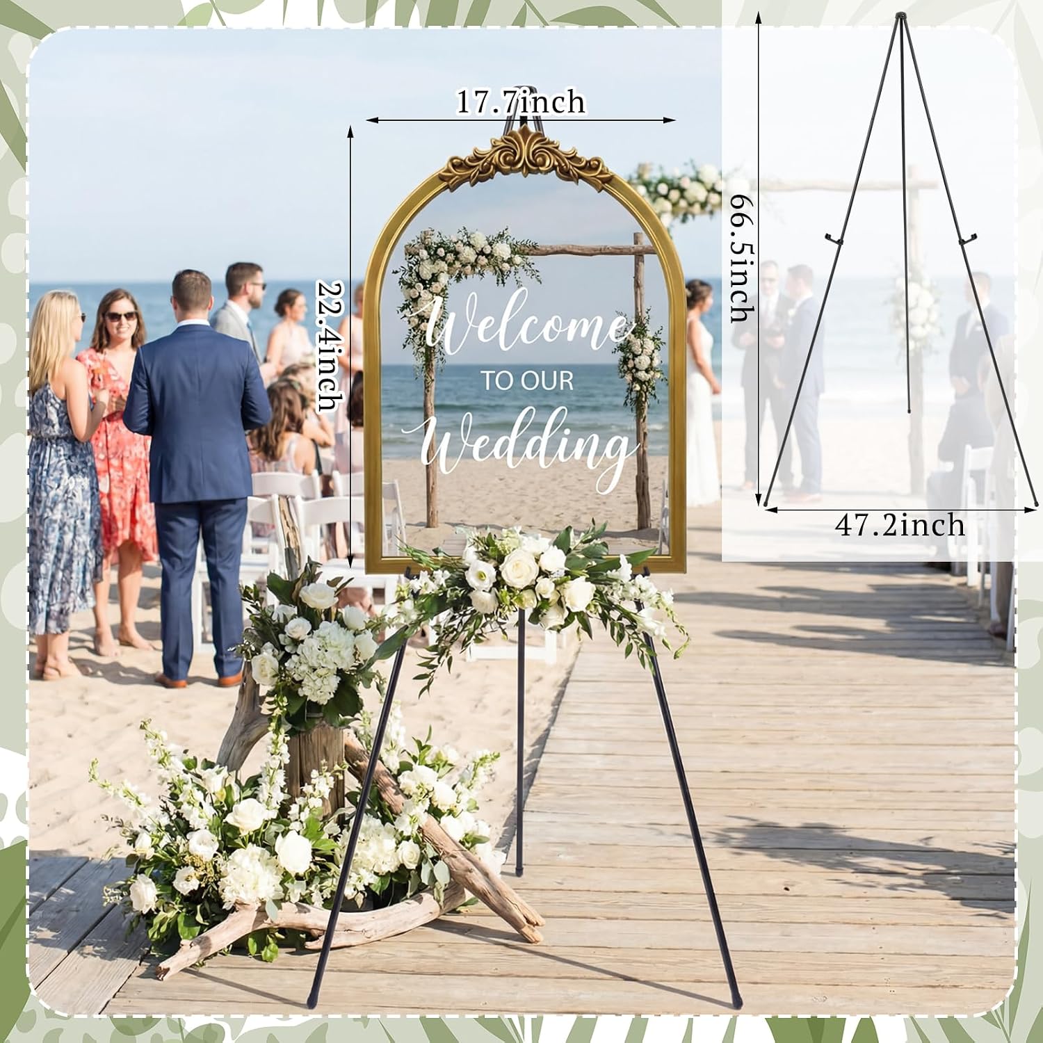 Wedding Mirror Seating Chart with Easel Stand, 18 x 23 in