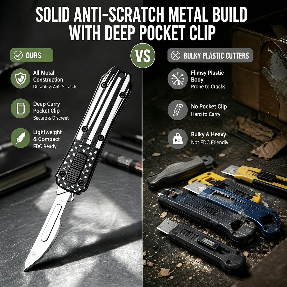2-In-1 Safety Utility Knife Metal Snap-off blade