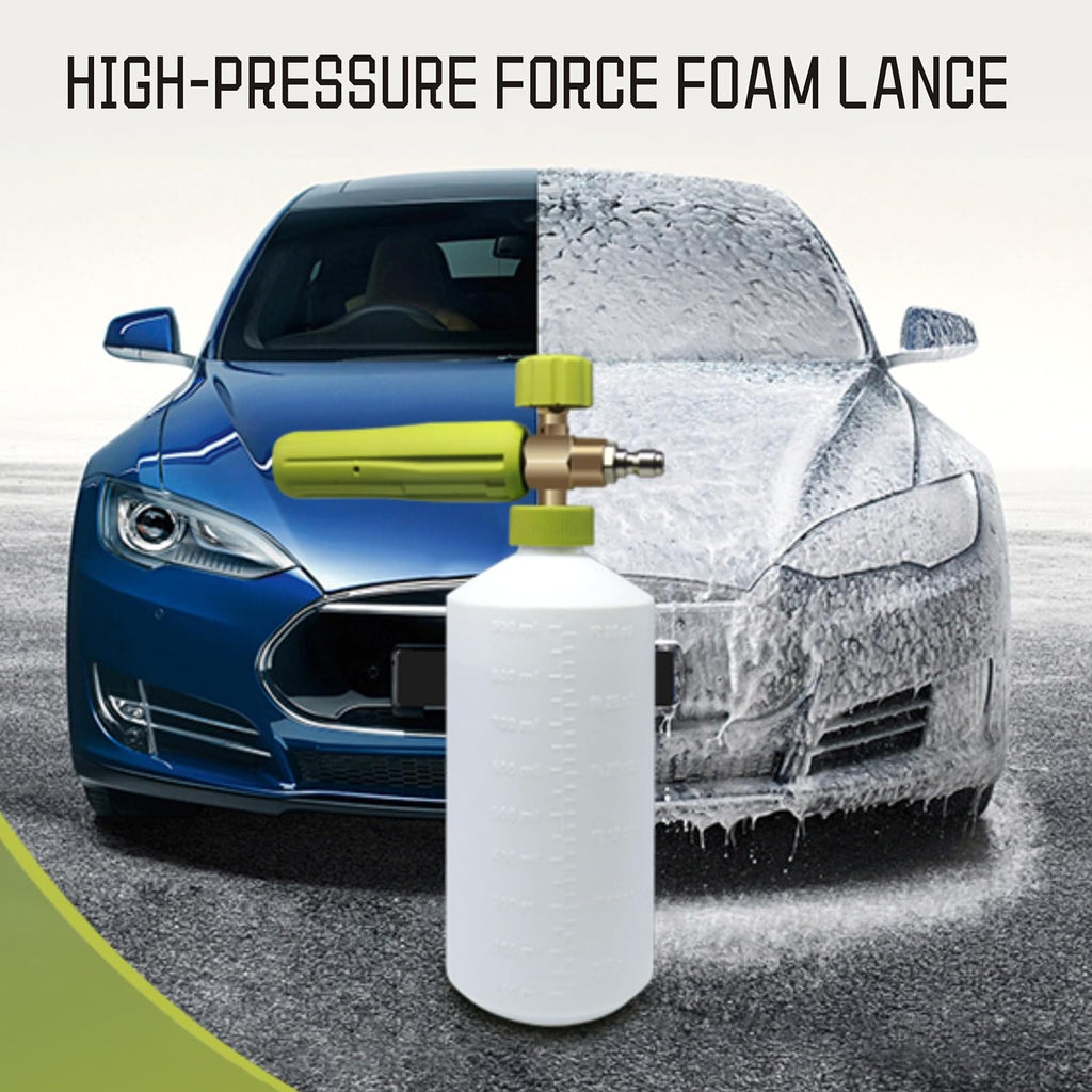 Foam Cannon 1 L Bottle Car Wash Snow Foam Lance with 1/4" Quick Connector Pressure Power Jet Washer Quick Release