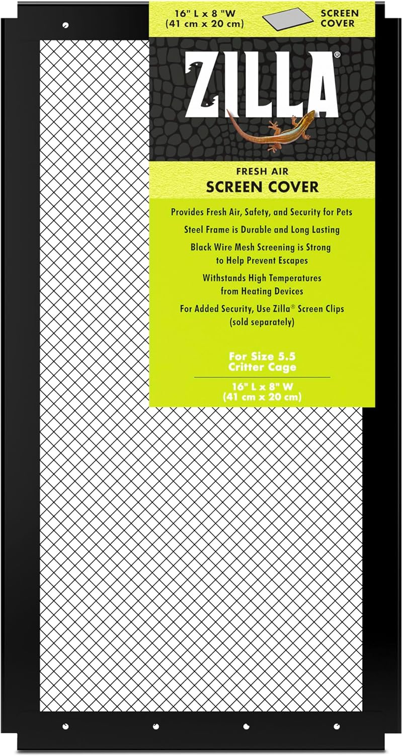 Fresh Air Screen Cover, Secure and Durable Metal Mesh Cover for Reptile Terrariums, 16 x 8 inches