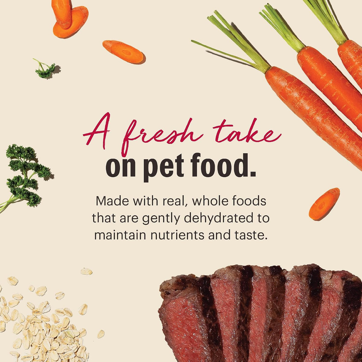 Wholemade Whole Grain Beef Recipe, Human Grade Dehydrated Dog Food, Just Add Water, Supports Healthy Digestion, Skin